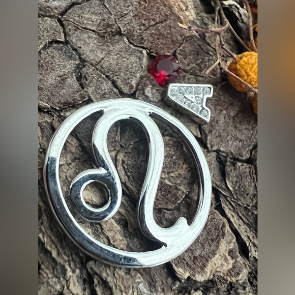 SOUTH HILL Square Black Floating Locket Necklace Charms Leo Zodiac Letter A Red - Picture 5 of 9